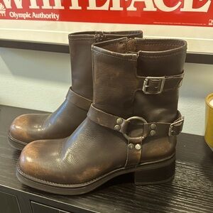 Steve Madden Brixton Brown Leather Moto Boots
